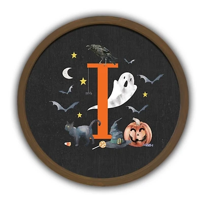 Halloween Monogram I Brown Framed Wall Plaque