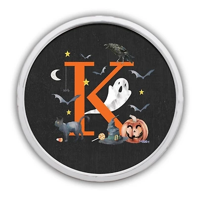 Halloween Monogram K White Framed Wall Plaque