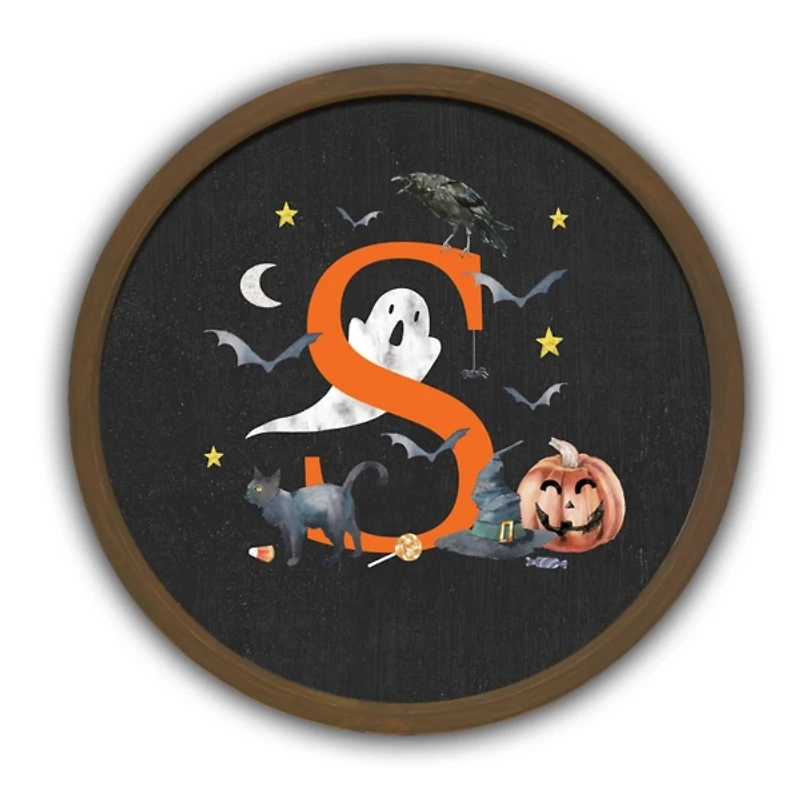Halloween Monogram S Brown Framed Wall Plaque