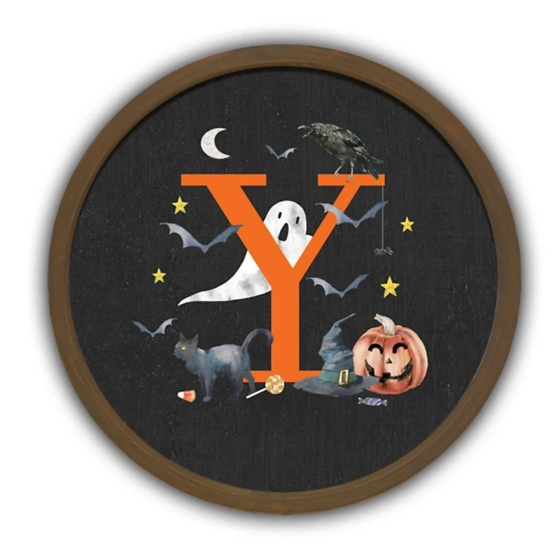 Halloween Monogram Y Brown Framed Wall Plaque