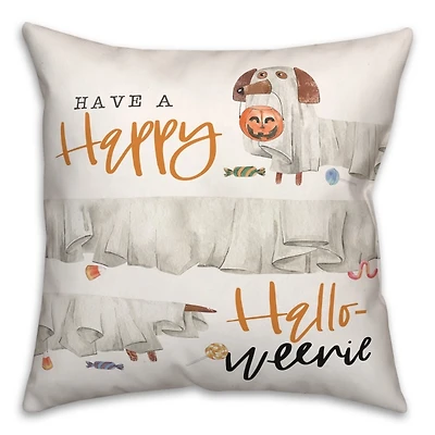 Happy Halloweenie Throw Pillow