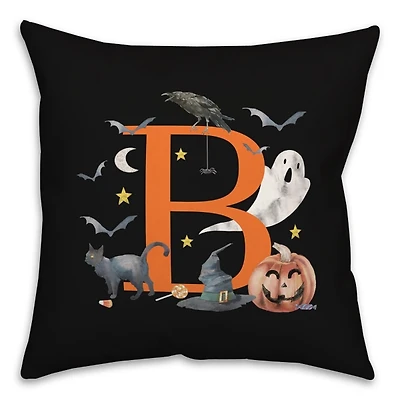 Monogram B Halloween Indoor/Outdoor Pillow
