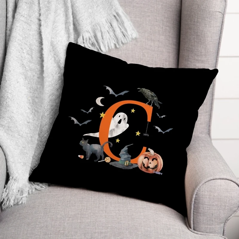 Monogram C Halloween Indoor/Outdoor Pillow