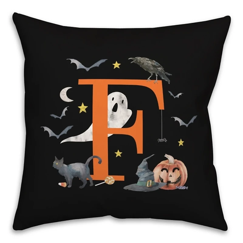 Monogram F Halloween Indoor/Outdoor Pillow