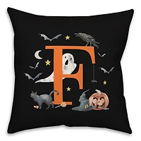 Monogram F Halloween Indoor/Outdoor Pillow