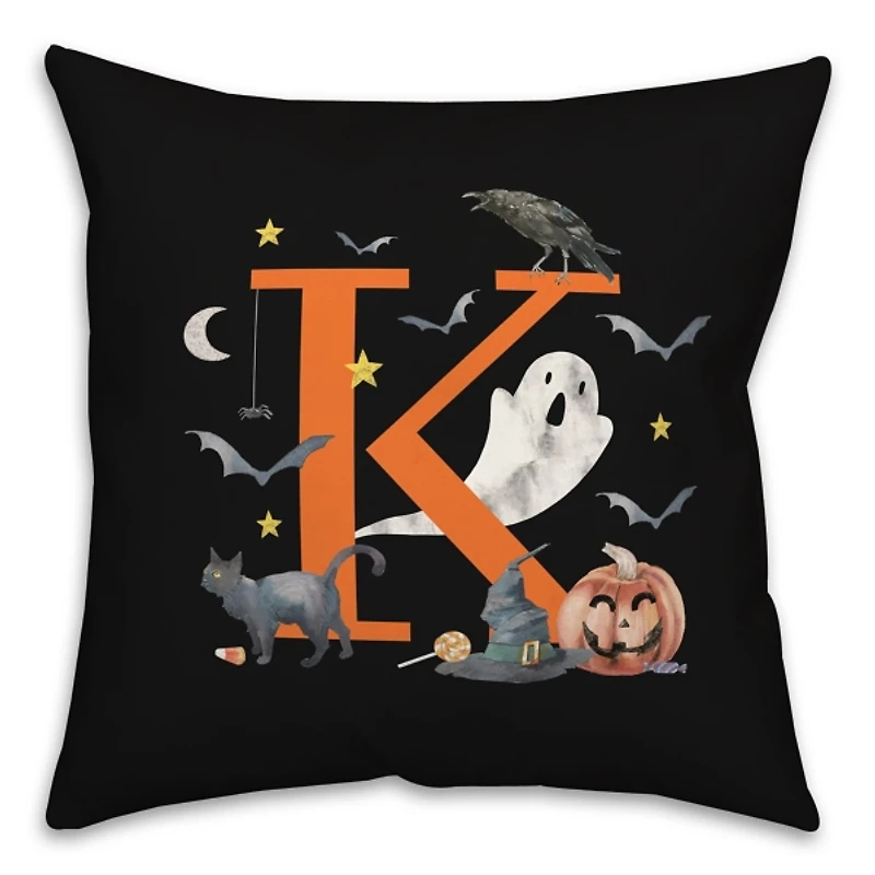 Monogram K Halloween Indoor/Outdoor Pillow