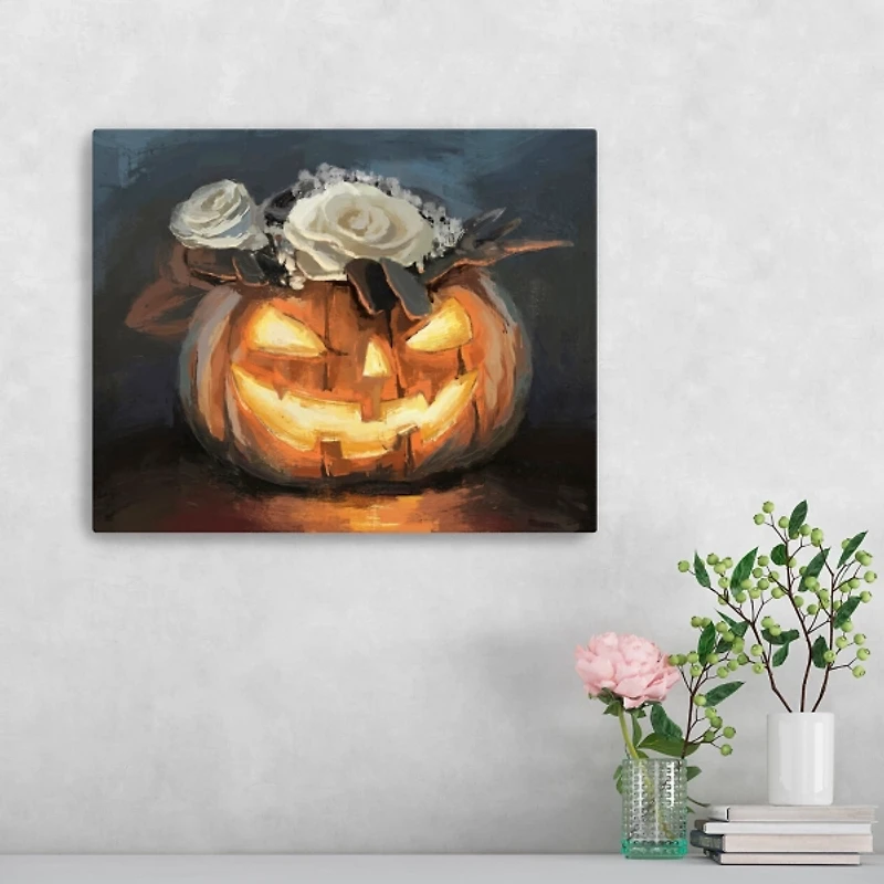 Floral Jack O Lantern Canvas Art Print, 16x20