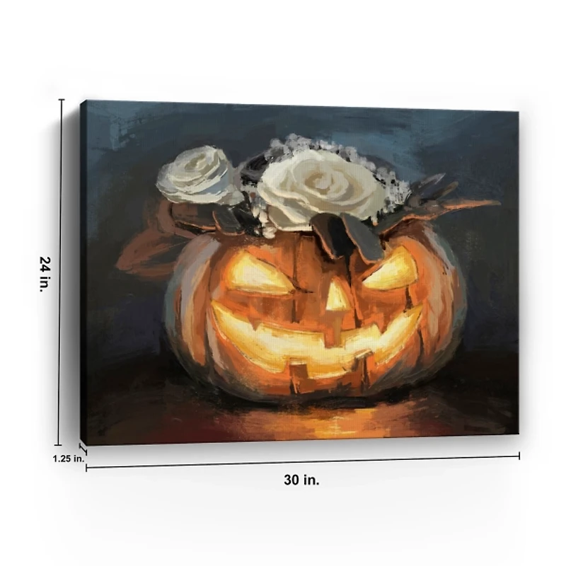 Floral Jack O Lantern Canvas Art Print, 24x30