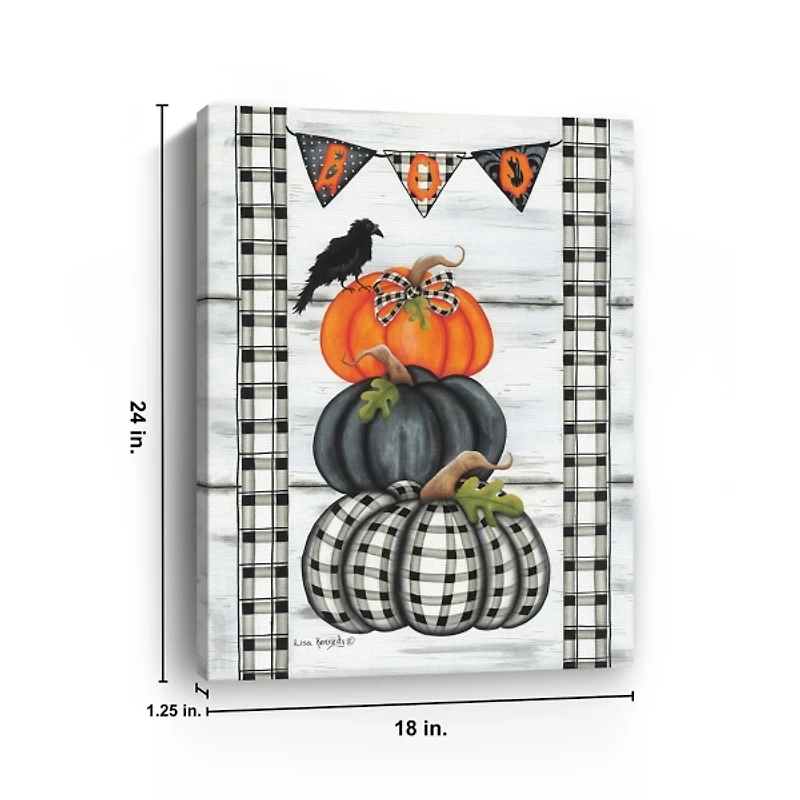 Plaid Stacked Pumpkins Canvas Art Print