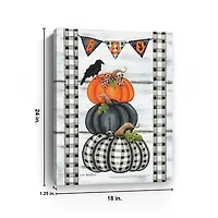 Plaid Stacked Pumpkins Canvas Art Print