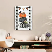 Plaid Stacked Pumpkins Canvas Art Print, 24x32