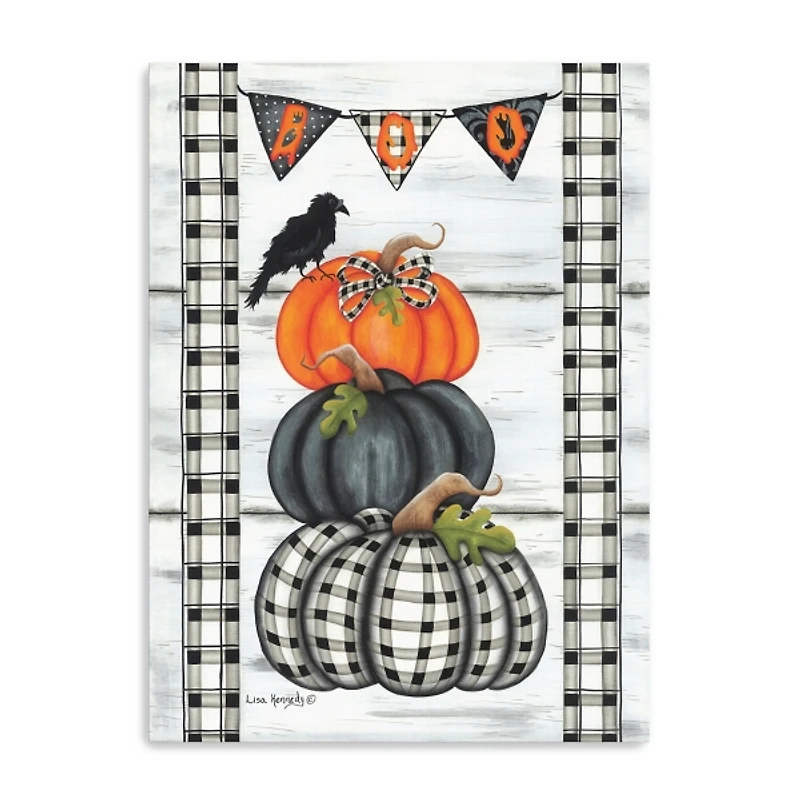 Plaid Stacked Pumpkins Canvas Art Print, 24x32
