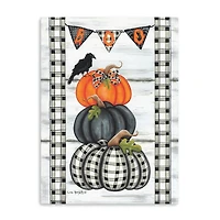Plaid Stacked Pumpkins Canvas Art Print, 24x32