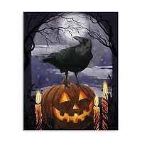 Jack-O-Lantern and Raven Canvas Art Print