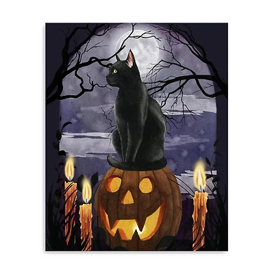 Jack-O-Lantern and Black Cat Canvas Art Print