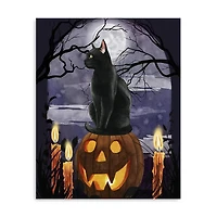 Jack-O-Lantern and Black Cat Canvas Art Print