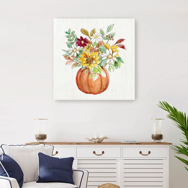 Pumpkin Fall Bouquet Canvas Art Print, 30x30