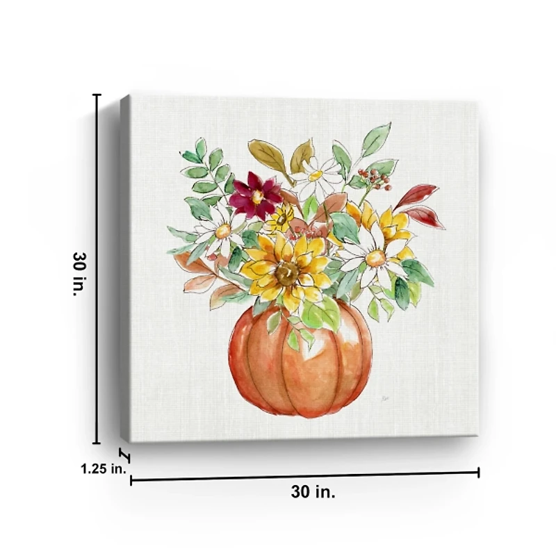 Pumpkin Fall Bouquet Canvas Art Print, 30x30