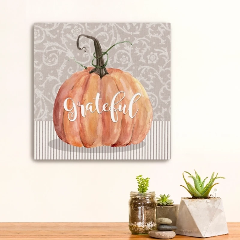 Grateful Pumpkin Canvas Art Print, 20x20