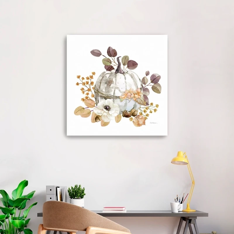 Pumpkin with Florals Canvas Art Print