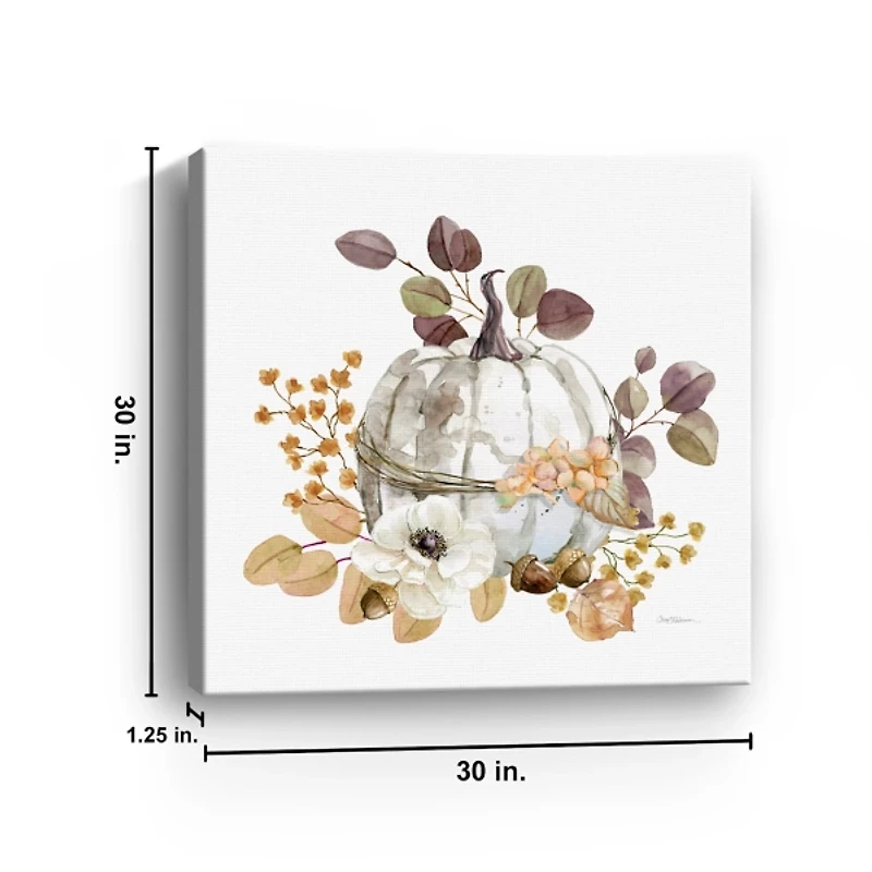 Pumpkin with Florals Canvas Art Print