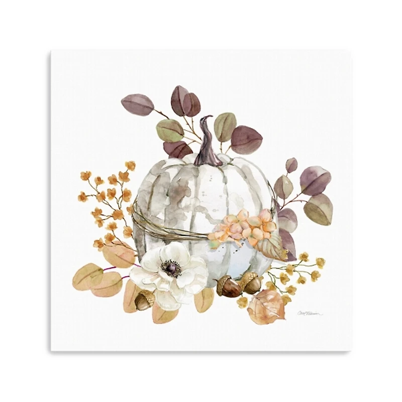 Pumpkin with Florals Canvas Art Print