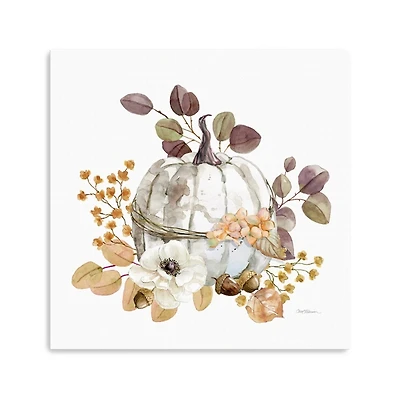Pumpkin with Florals Canvas Art Print