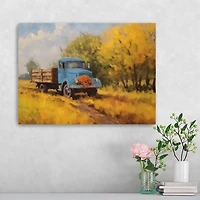 Fall Truck in Field Canvas Art Print, 24x18 in.