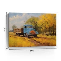 Fall Truck in Field Canvas Art Print, 24x18 in.