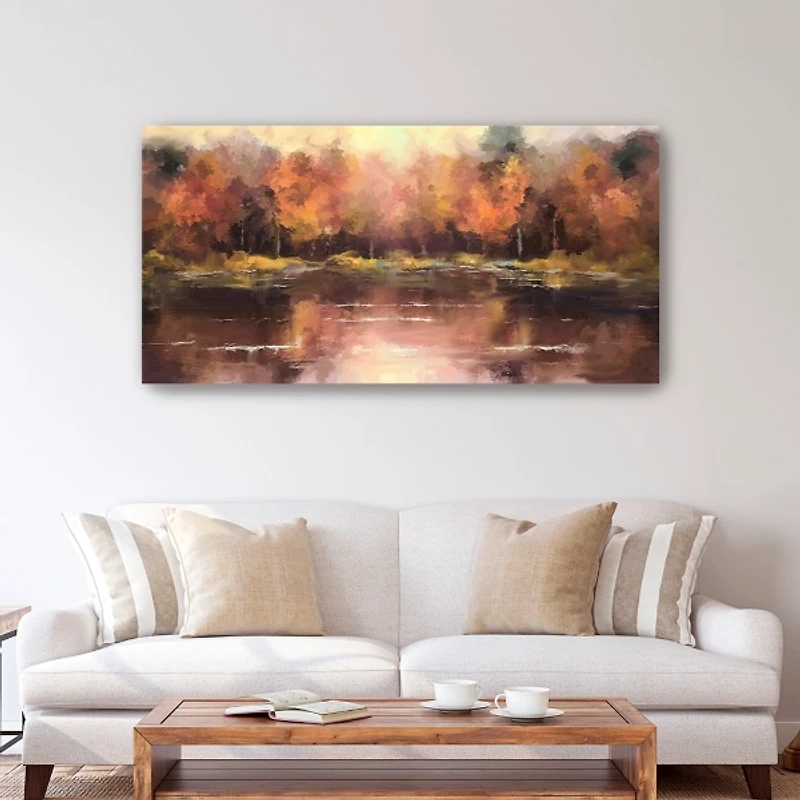 Autumn Lake Canvas Art Print, 60x30 in.