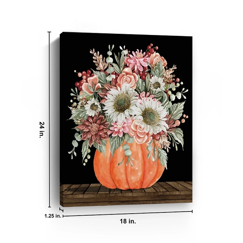 Fall Bouquet & Pumpkin Canvas Art Print, 18x24 in.