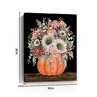 Fall Bouquet & Pumpkin Canvas Art Print, 24x32 in.
