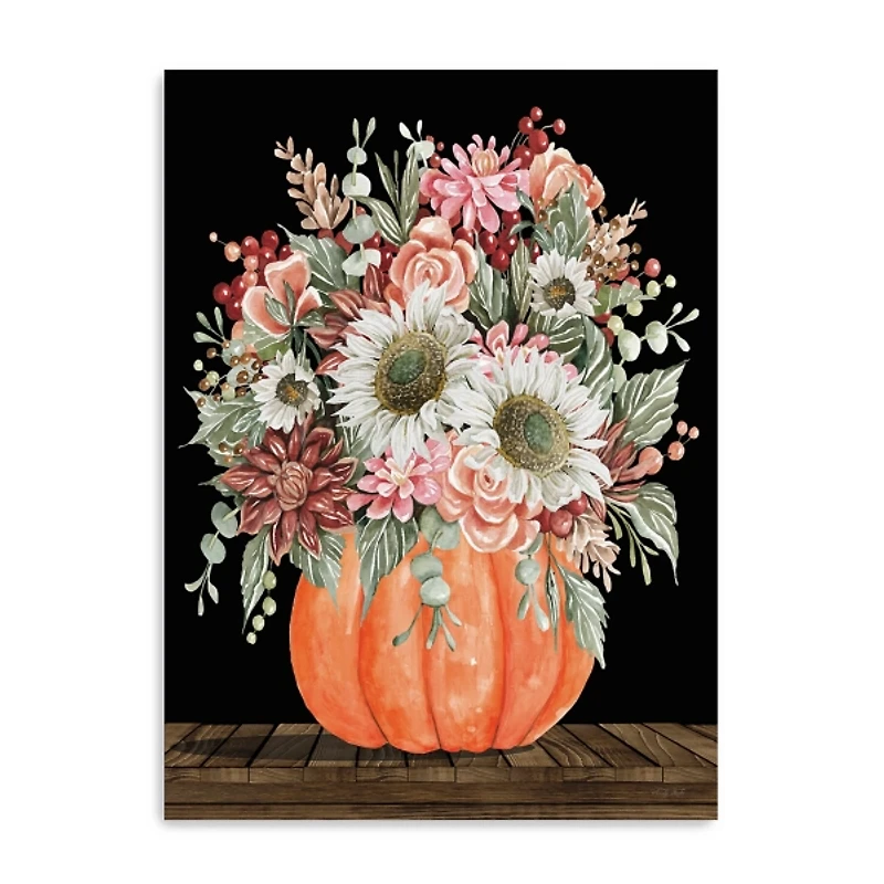 Fall Bouquet & Pumpkin Canvas Art Print, 24x32 in.