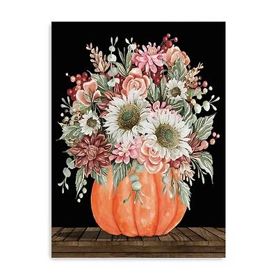 Fall Bouquet & Pumpkin Canvas Art Print, 24x32 in.