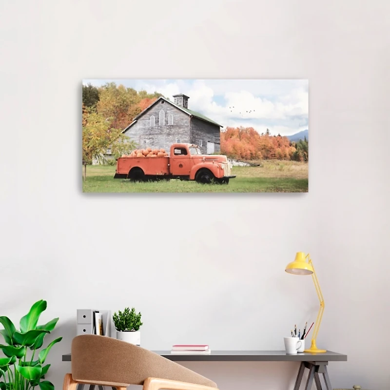 Fall Truck and Barn Canvas Art Print