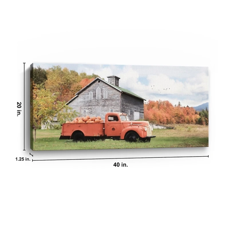 Fall Truck and Barn Canvas Art Print