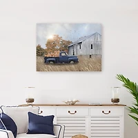 Blue Truck and Barn Canvas Art Print