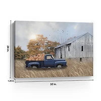 Blue Truck and Barn Canvas Art Print
