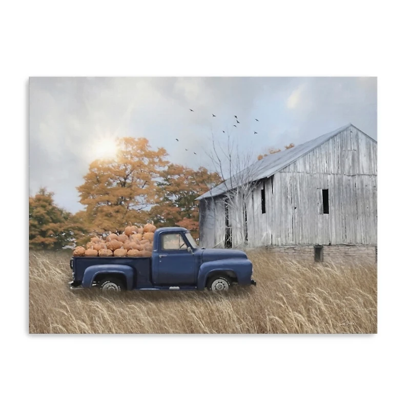 Blue Truck and Barn Canvas Art Print