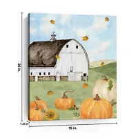 Barn with Pumpkins Canvas Art Print, 20x16 in.