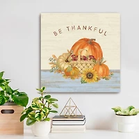 Be Thankful Pumpkins Canvas Art Print, 20x20 in.