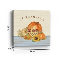Be Thankful Pumpkins Canvas Art Print, 20x20 in.