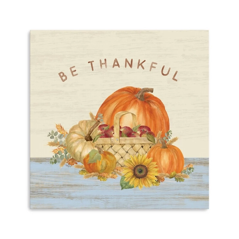 Be Thankful Pumpkins Canvas Art Print, 20x20 in.
