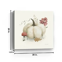 White Pumpkin and Foliage Canvas Print, 20x20 in.