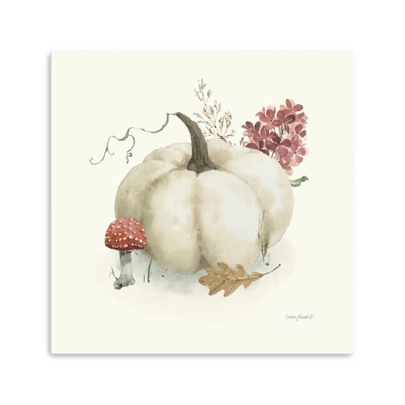 White Pumpkin and Foliage Canvas Print, 20x20 in.