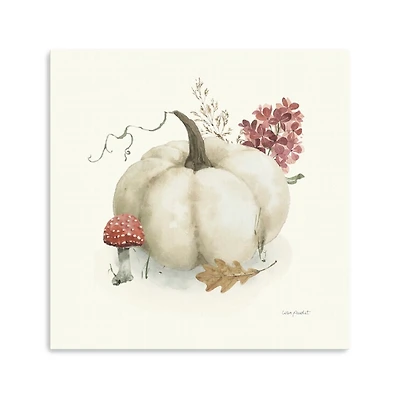 White Pumpkin and Foliage Canvas Print, 20x20 in.