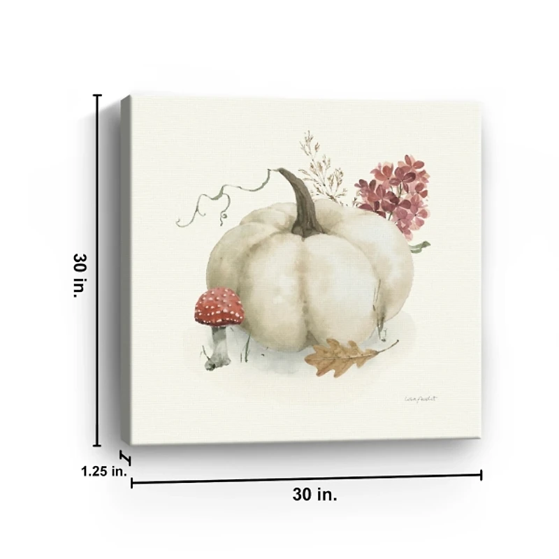 White Pumpkin and Foliage Canvas Print, 30x30 in.