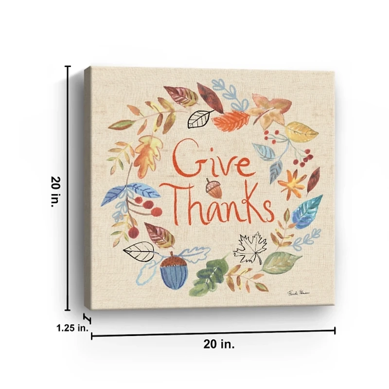Give Thanks Fall Wreath Canvas Art Print