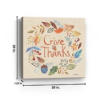 Give Thanks Fall Wreath Canvas Art Print