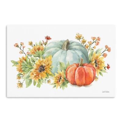 Watercolor Floral Pumpkins Canvas Print